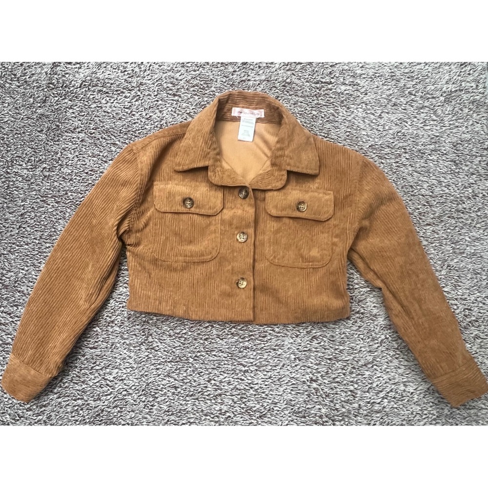 Love Squared Girls Size 7 Brown Corduroy Cropped Jacket Button Front Pockets